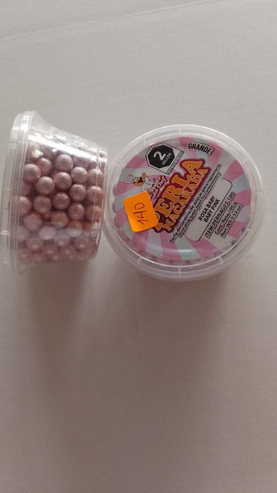 Perlas comestibles nacaradas color rosado