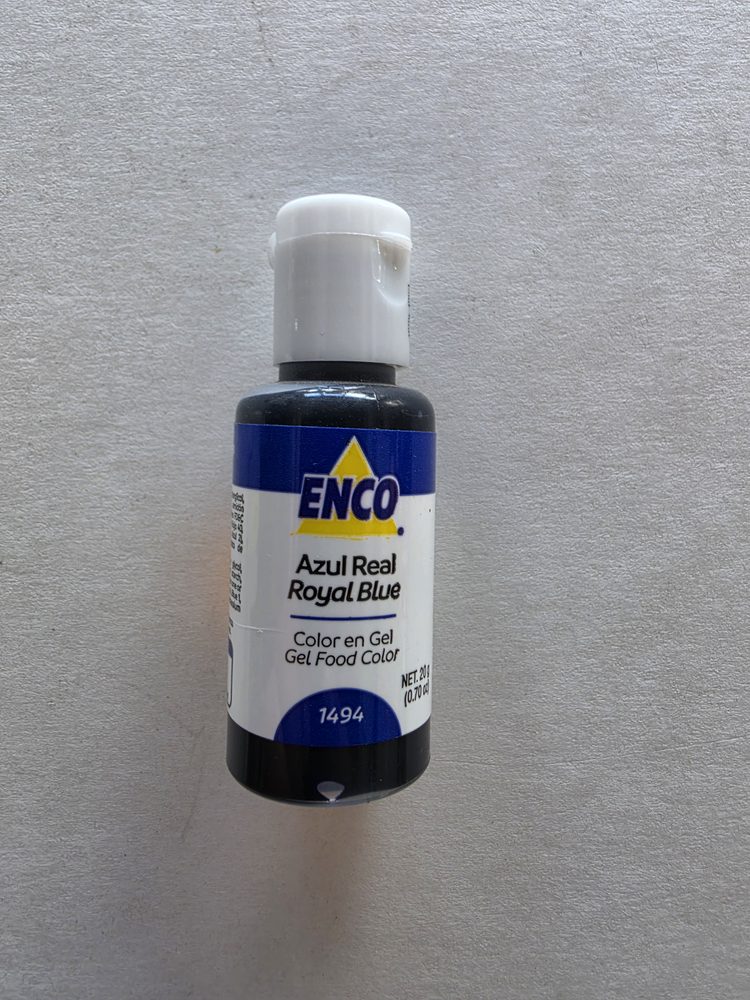 Colorante en gel azul real marca ENCO, frasco plástico con tapa