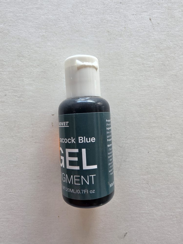 Frasco pequeño de pigmento en gel color azul pavo real (peacock