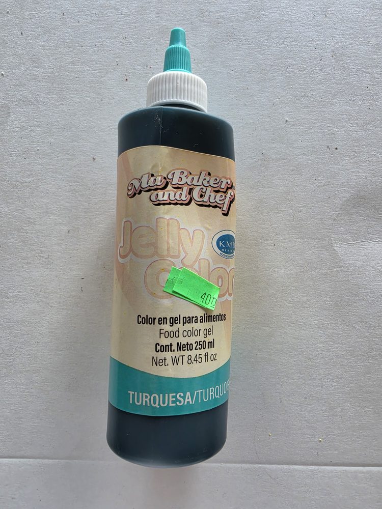 Botella de colorante en gel para alimentos color turquesa, 250 ml