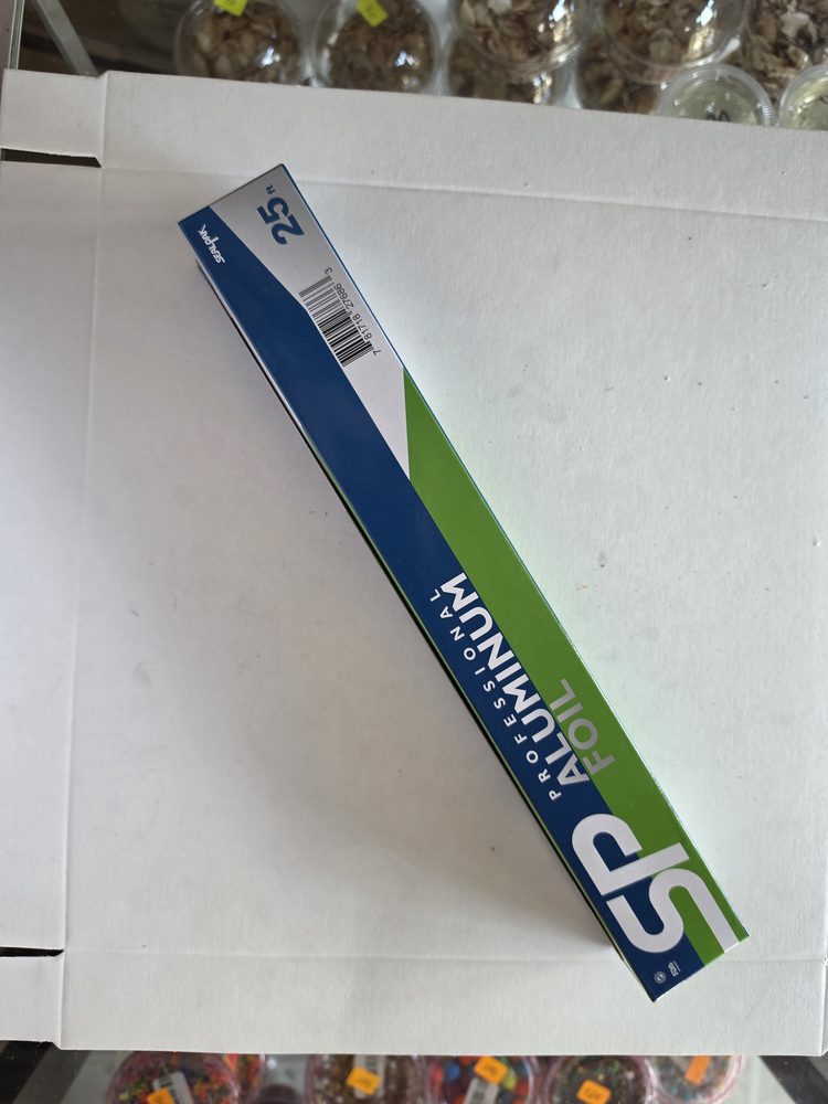 Caja de papel aluminio profesional de 75 pies, caja azul con verde