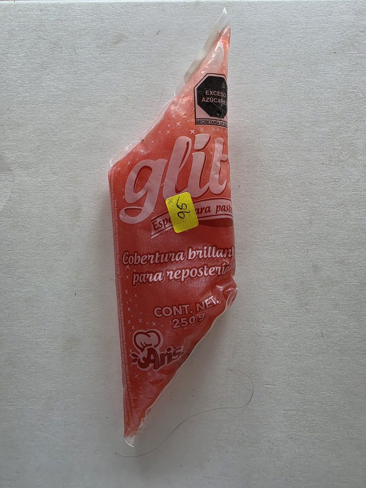 Bolsa de brillo espejo rosado coral (salmon) para pasteles, 250 g