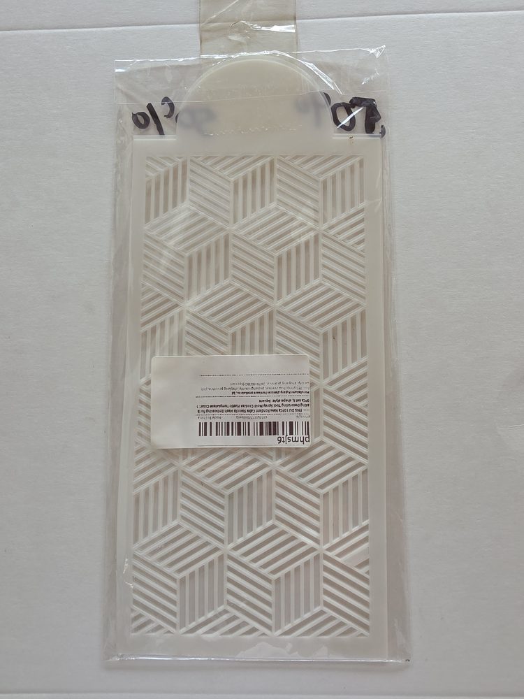 Plantilla stencil rectangular de plástico blanco con patrón calado